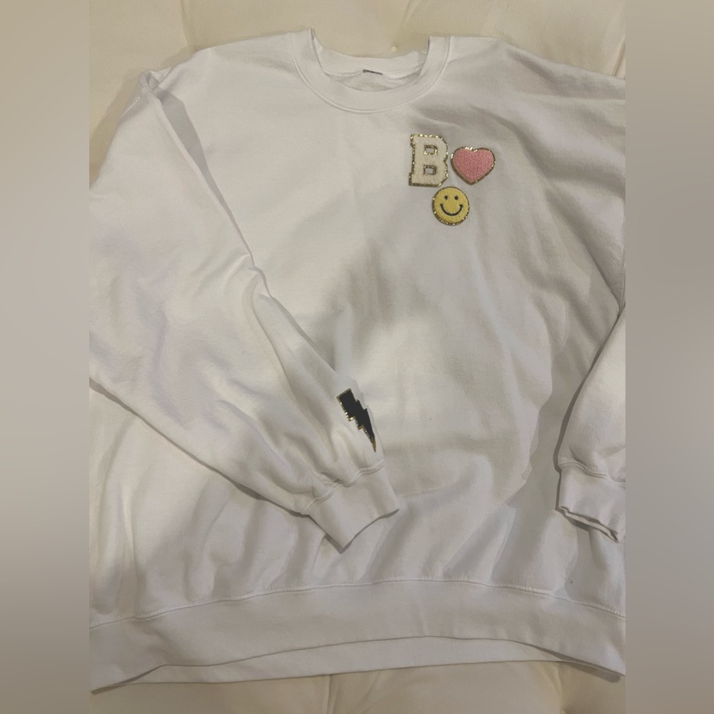 White Patched Crewneck